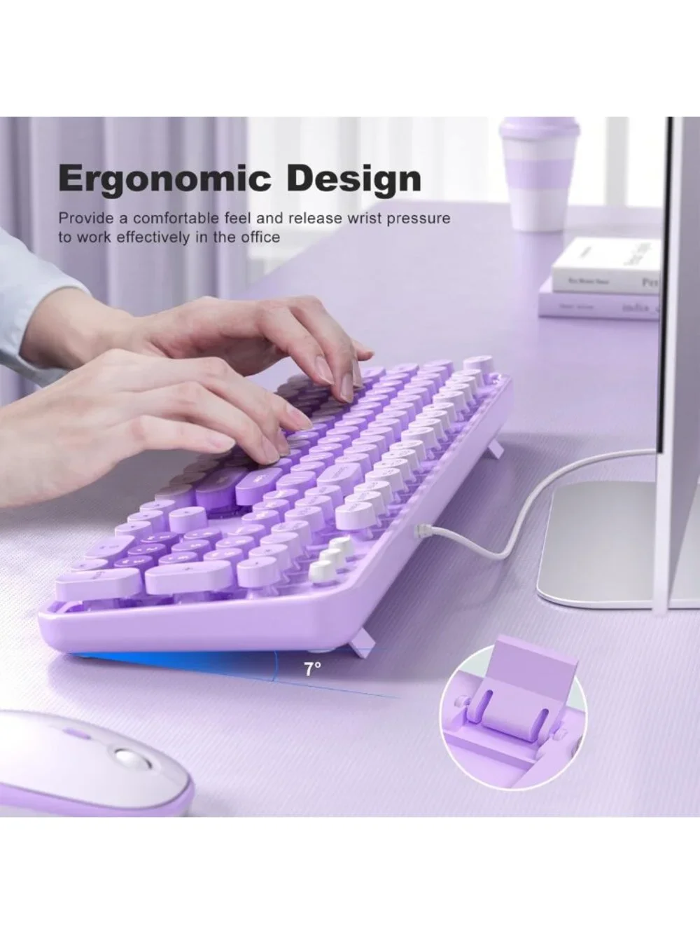 Large Print USB Wired Keyboard with Number Pad for PC & Laptop - Colorful Design